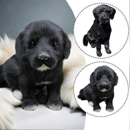 Blød sort hundehvalp plyslegetøj med realistisk simulering og kæledyrsvenligt design (FMY) Small