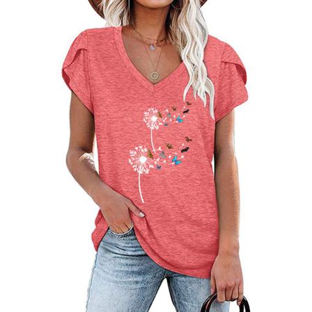 Kortärmad T-shirt För Kvinnor V-ringad S
