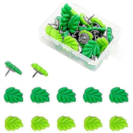 20 Dekorative tegnestifter, søte veggtegnestifter, kreative grønne blad-tegnestifter