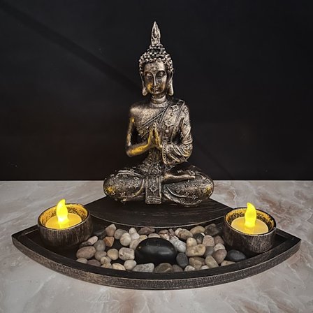 Buddha figur Buddha statue med telysholder Sakyamuni