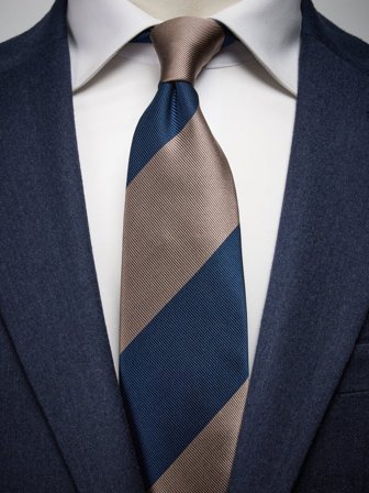 John Henric Men's Gestreifte Krawatte in Marineblau & Beige Size 7,5