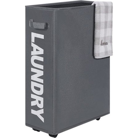 Kapea pyykkikori pyörillä ja kannella, kokoontaitettava pyykkisäilytys pyörillä kotiin ja nurkkiin