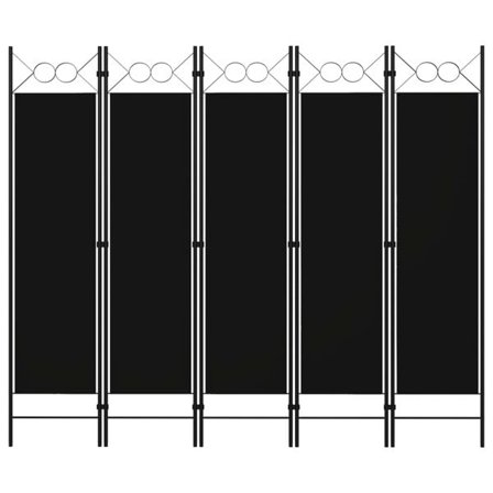 vidaXL Rumsavdelare 5 paneler svart 200x180 cm