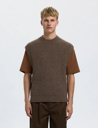 Selected Slhland Sl Knit Relaxed Vest - Brown - L