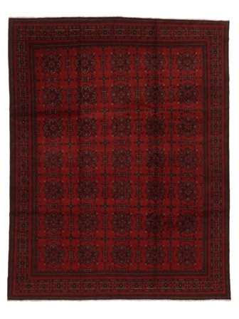 Hand Knotted Afghan Khal Mohammadi Rug 302X383 Wool Black/Dark Red Large