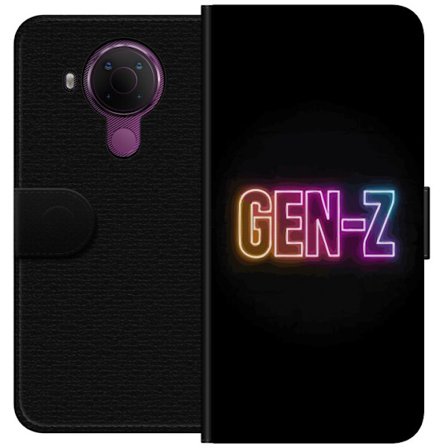 Kompatibel Tegnebogsetui til Nokia Nokia 5.4 Neontekst Gen Z i farverigt lys mod en mørk baggrund i moderne digital stil
