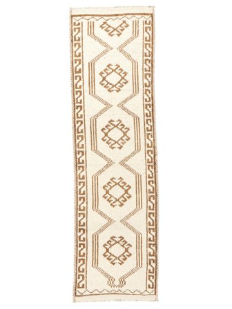 Herki Vintage Rug 94X334 Runner Beige/Brown Wool, Turkey