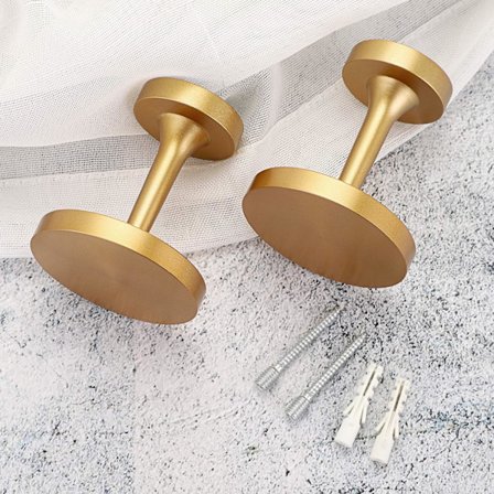 2 Væghængte Dekorative Gardinholdere med Skruer, Vintage Metal Gardin Kvaster Holder til Hjemmeindretning, Guld