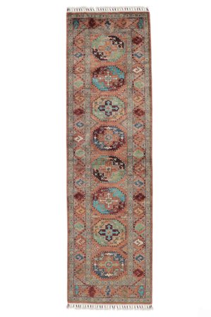 Hand Knotted Shabargan Rug 84X290 Brown/Dark Red
