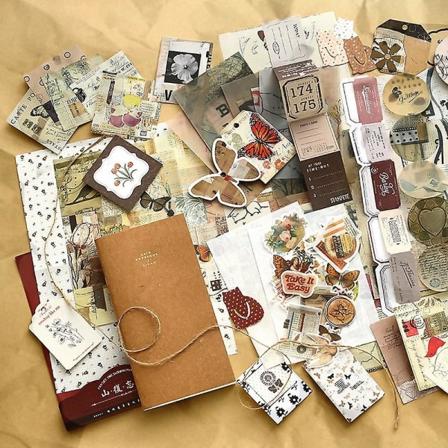 86 st Set Vintage Blomma Växt Gör själv Scrapbooking Material Papper För Journalföring Scrapbook Dekorativ Planet Butterfly Sticker Set 1