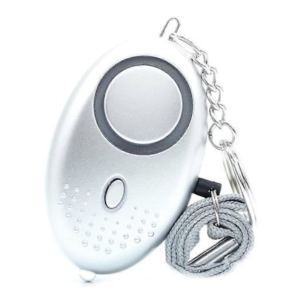 Nøkkelring Nød Selvforsvarsalarm Personlig Sikkerhetsbeskyttelse Alarmer Høy Sirene For Kvinner Jente Eldre Beskyttelsesverktøy, Sølv