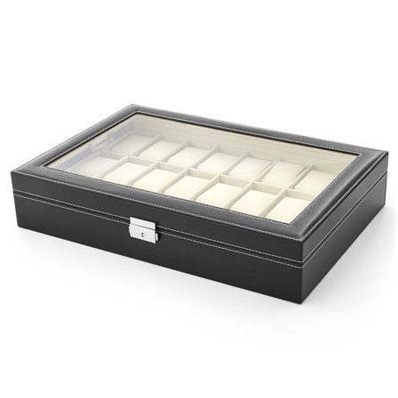 Sort Kunstlæder Urkasse - 24 Ure til mænd - Urkasser