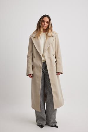 NA-KD Manteau long à taille cintrée - Manteaux - Beige - EU 40