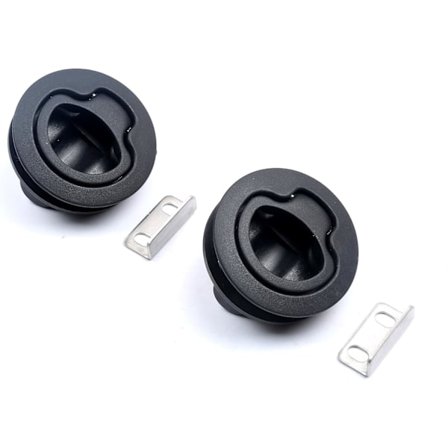 Marine Slam Lås Svart Däcklucka Dörrdrag Rund Icke-Låsande Par