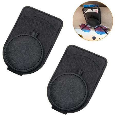 2-pack Bilsolglasögonbågar, Magnetisk Korthållare I Läder