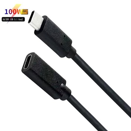 NÖRDIC 3m USB3.2 Gen2 USB-C Jatkokaapeli ha to ho 10Gbps 5A 100W Thunderbolt3