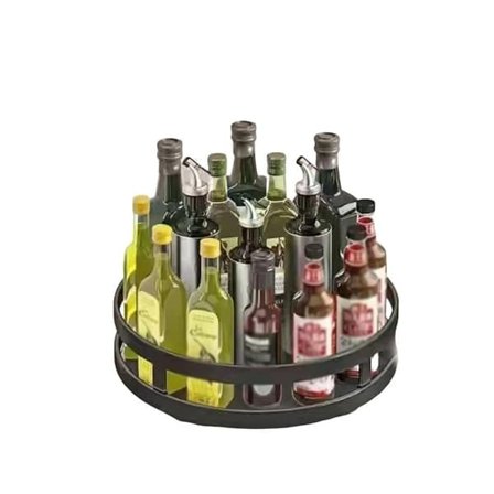 Versatile Storage Shelf, Spice Rack, Rotating Spice and Beverage Holder, Made of Steel