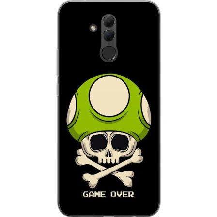 Yhteensopiva Puhelinkuori Huawei Huawei Mate 20 lite Pelimotiivi, jossa on kuolonsyöjä ja vihreä sieni retro pelityylillä ja tekstillä game over