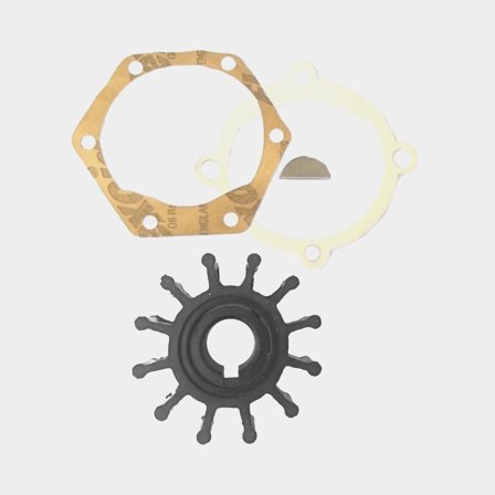 Cef impellersats för båtmotor i gummi med packningar och kil för effektiv kylning och optimal prestanda i marint bruk