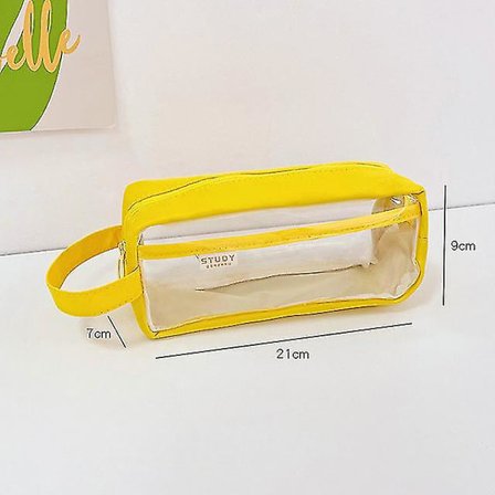 Æstetiske PVC gennemsigtige penalhuse | Koreanske skoleartikler Penalhus - Stor -(gul uden net)