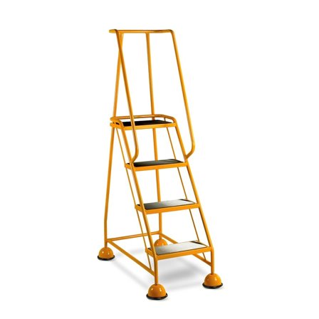 Mobile steps, rubber, 4 treads, H 1016 mm, yellow