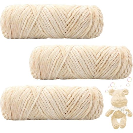 3 st Velvet Baby Garn, Velvet Garn, Velvet Chenille Garn, Mjukt Mysigt Chenille Garn, Virkgarn för Stickning och Virkning