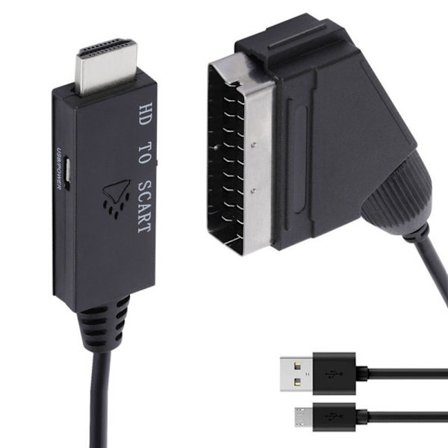HDMI til SCART Adapter Signal Converter Audio Video Kabel