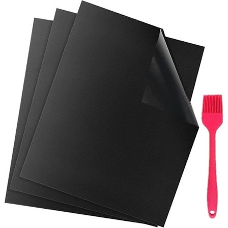Bagemåtter (3 stk., 40 * 33 cm) Grill, Grillmåttesæt, Non-stick Teflon Bageplade til Ovn, Genanvendelig, Let at Rengøre og Non-stick, Kan Klippes