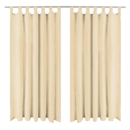 vidaXL Gardiner i microsatin 2 st med öglor 140x175 cm beige