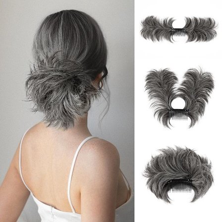 1 st Messy Bun Hårbit med sidokam, klämma i håret, hårbit för kvinnor, kort, naturligt rakt, mångsidigt, justerbara stilar, enkla hårförlängningar
