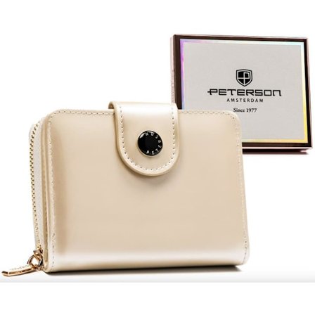 Liten damplånbok i konstläder med tryckknapp och dragkedja - Peterson_MGF