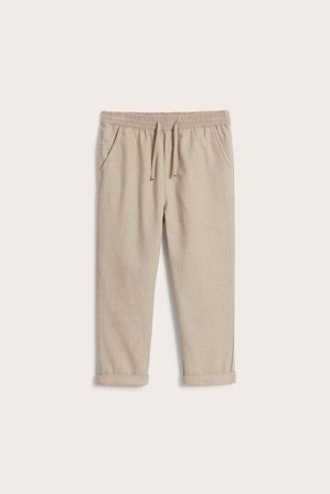 Newbie | Stripete bukse i vevd kvalitet. | Melert beige