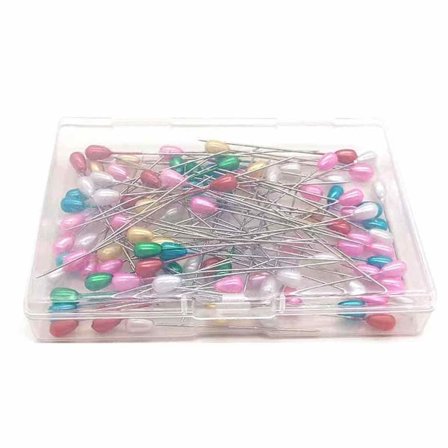 100 stk. Boutonniere-nåle, 5,5 cm lange dråbeformede perlehovednåle, lige hatnåle, corsage-nåle, bryllupsbuketnåle med æske, til kvinders smykker