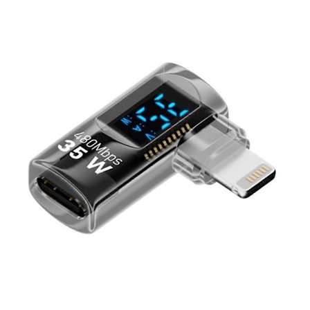 PD 35W USB-C Hona till Lightning Hane Adapter Digital Display Laddning Dataöverföring Vinkeladapter [DB]