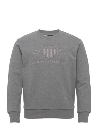 Reg Tonal Shield C-Neck Sweat Sweatshirt Trøje Grå GANT