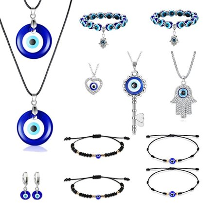 12 st Turkish Blue Eye Key 3*3CM Variety Evil Eye Pendant Neckla