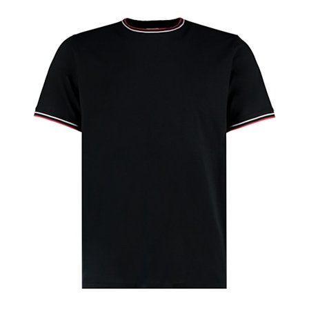 Kustom Kit Herr Tipped Fashion T-Shirt L Svart/Vit/Röd