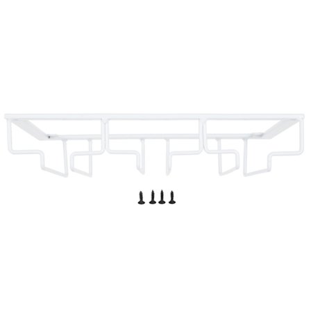 Under Skap Vinglassholder Stettglassholder Metallorganisator for Bar Kjøkken 3 Spor 30x22.5cm Hvit
