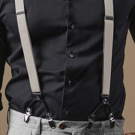 Slim Ivory Clip-On Braces for Men - Clip-on braces & suspenders