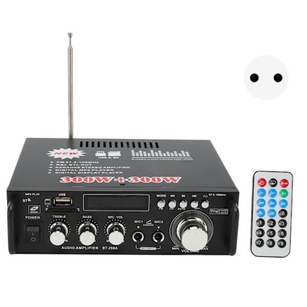 300W 300W Bluetooth-forstærker med USB-hukommelseskortport Fjernbetjening LED-display til hjemmestereosystem 220V EU-stik