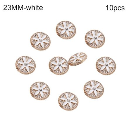 Mordely 10st Metall Rhinestone Knappar Skjorta Knappar VIT 23MM10ST