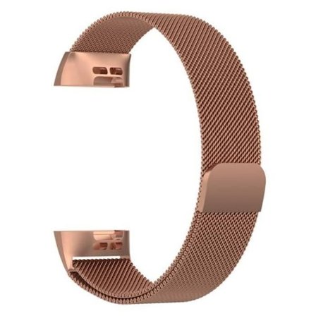 Milanese magnetisk ersättningsarmband för Fitbit Charge 3(S) Fitness Tracker Watch - Rose Gold
