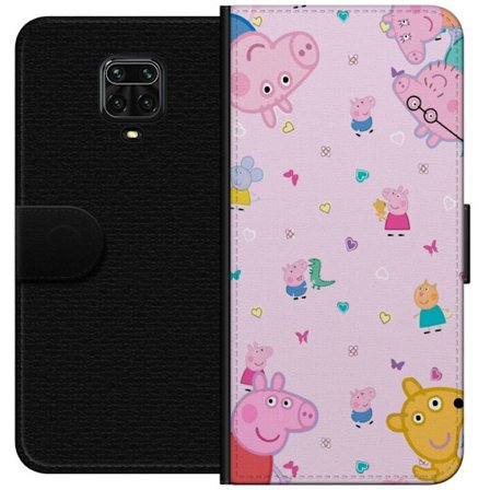 Kompatibel Tegnebogsetui til Xiaomi Redmi Note 9 Pro Peppa Gris med en baby i armene, morgris motiv i farverig og blød børneillustration med hjerter