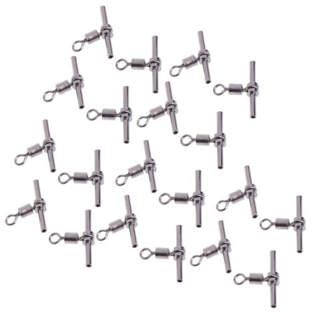 20 stk. T-formet fiskesvirvel, fisketønne, krysslinje messing for hode fisketakler