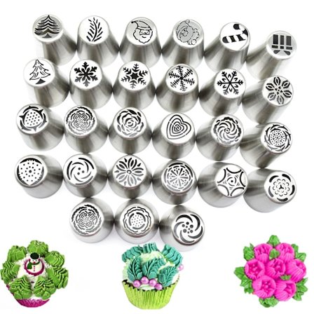 Venäläinen pursotusterä kakun koristeluun, elintarvikelaatuinen ruostumaton teräs saumaton muotoilu kuorrutussuutinsetti, erittäin suuret 