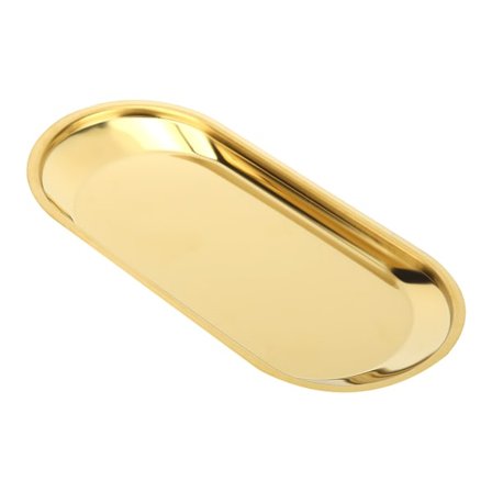 Rostfritt stål Nordic Oval Handduksbricka Förvaringsbricka Perfekt för Snack Cosmetics Smycken (Guld)
