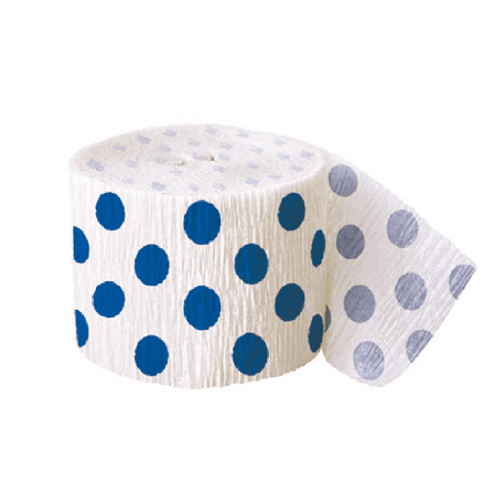 Crepebånd blå prikker 914 cm