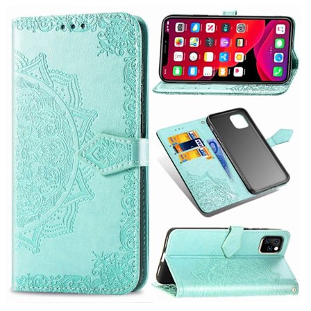 Mandala läder iPhone 11 fodral - Blå