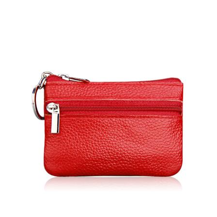 Läder Liten Plånbok Korthållare Myntlåda Svart 10x7cm röd