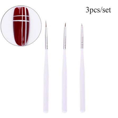 3 stk. Nail Art Line Malepensel 3D Tips 11/15/20mm DIY Akryl UV Gel Børster Tegnesæt Marmormønster Fransk Design Negleværktøj